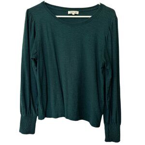 Another Love Deep Green Knit Top | Women's Size L Brushed Slub Top